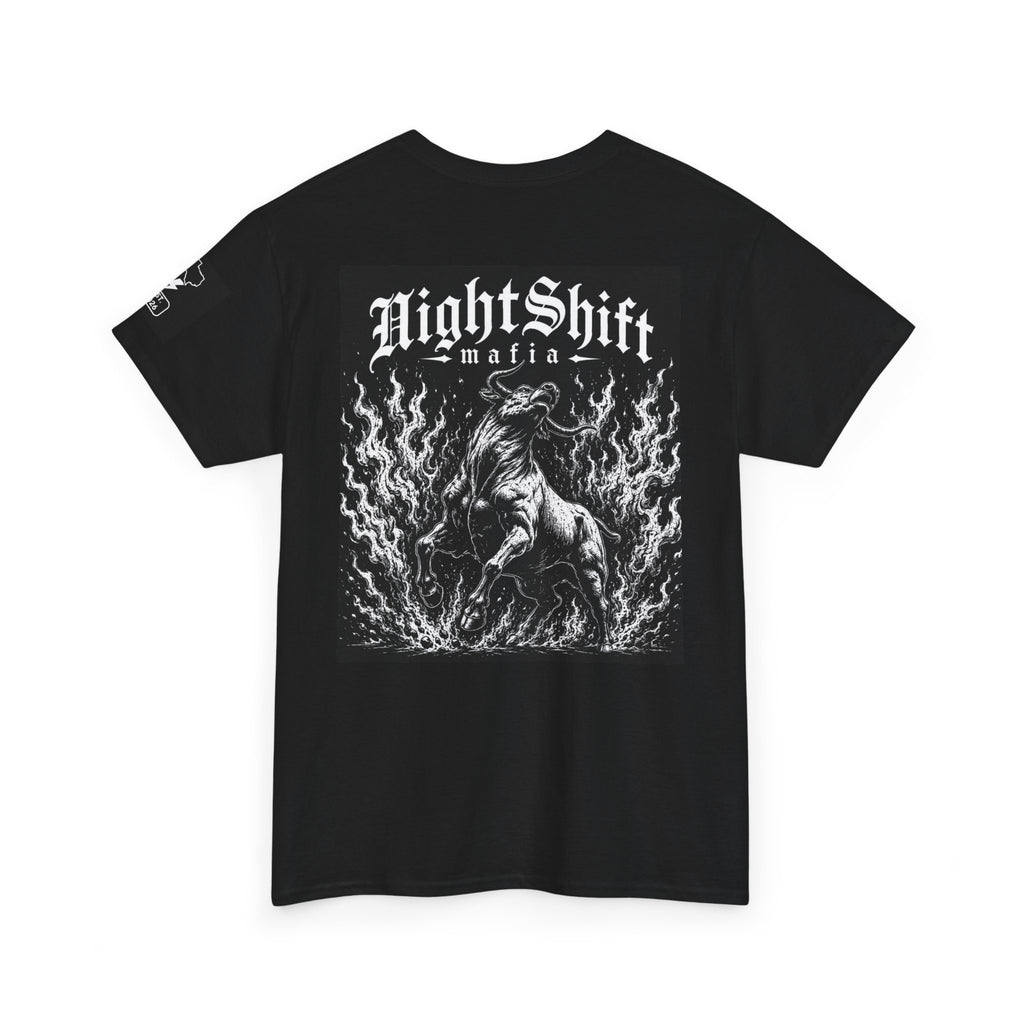 NightShift Mafia Tee — Gothic Horse Flames Graphic T-Shirt
