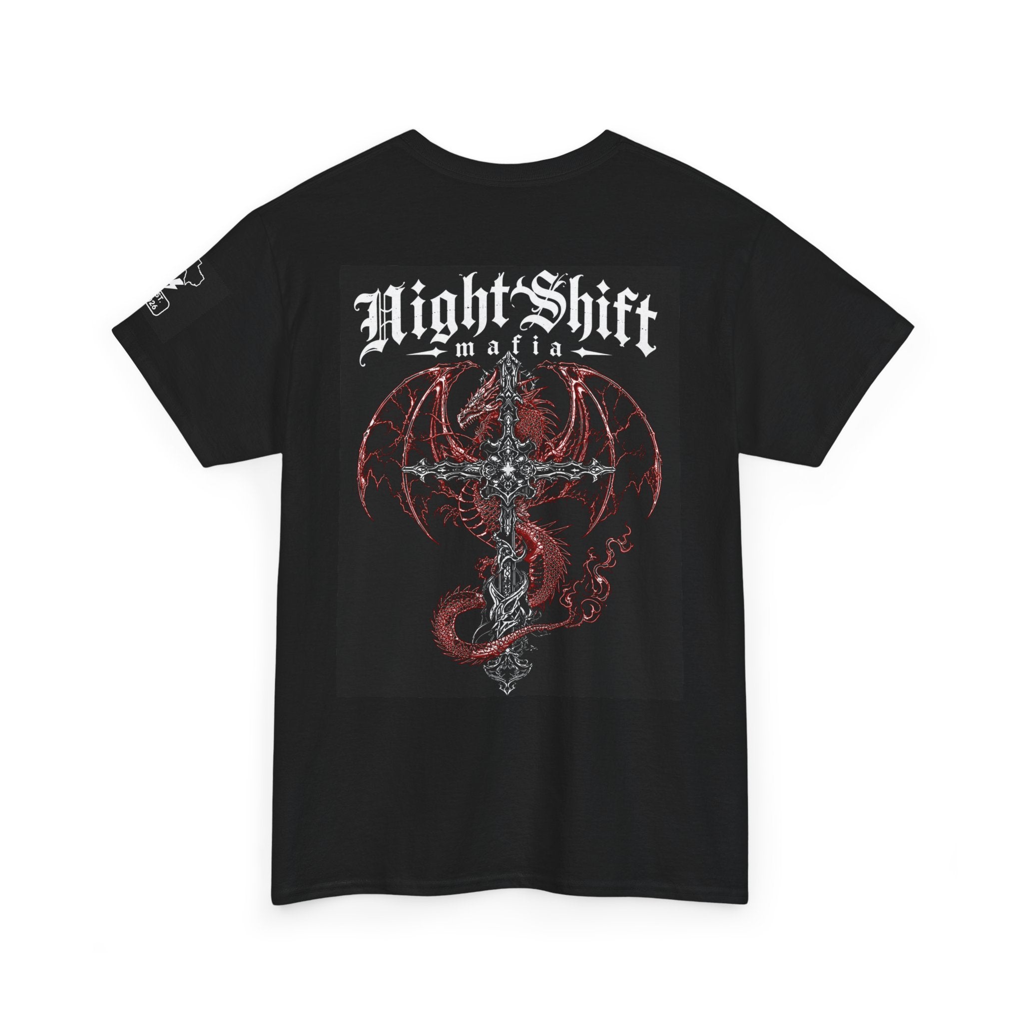 Graphic Tee — "Night Shift Mafia" Dragon Cross Design