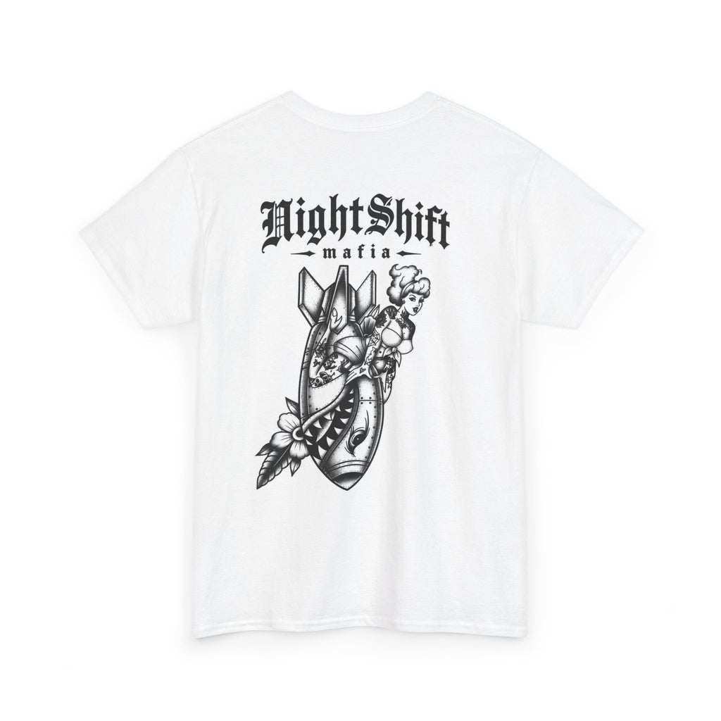 T-Shirt — "NightShift Mafia" Graphic Tee with Mask & Dagger Back Design