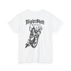 T-Shirt — "NightShift Mafia" Graphic Tee with Mask & Dagger Back Design