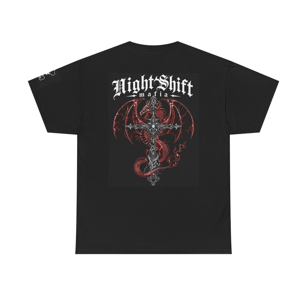Graphic Tee — "Night Shift Mafia" Dragon Cross Design