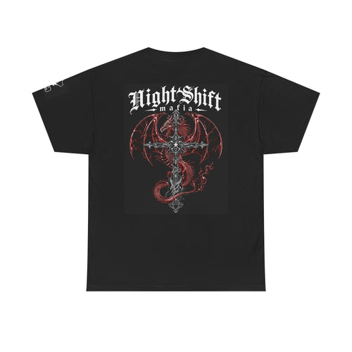 Graphic Tee — "Night Shift Mafia" Dragon Cross Design
