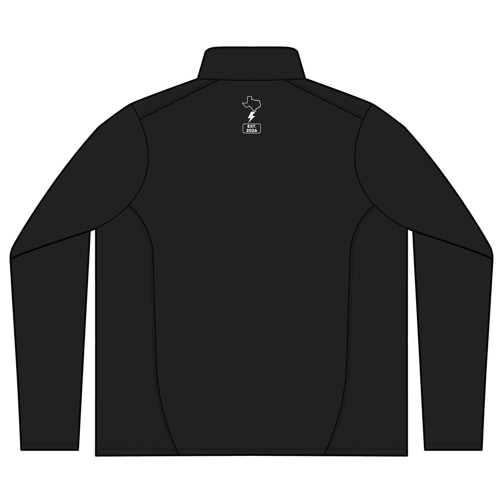 R-Tek Pro Fleece Jacket — Minimal Black Full‑Zip with Left Chest Gothic Logo