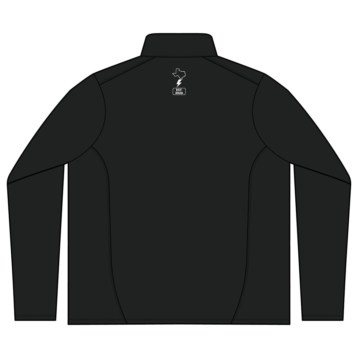 R-Tek Pro Fleece Jacket — Minimal Black Full‑Zip with Left Chest Gothic Logo