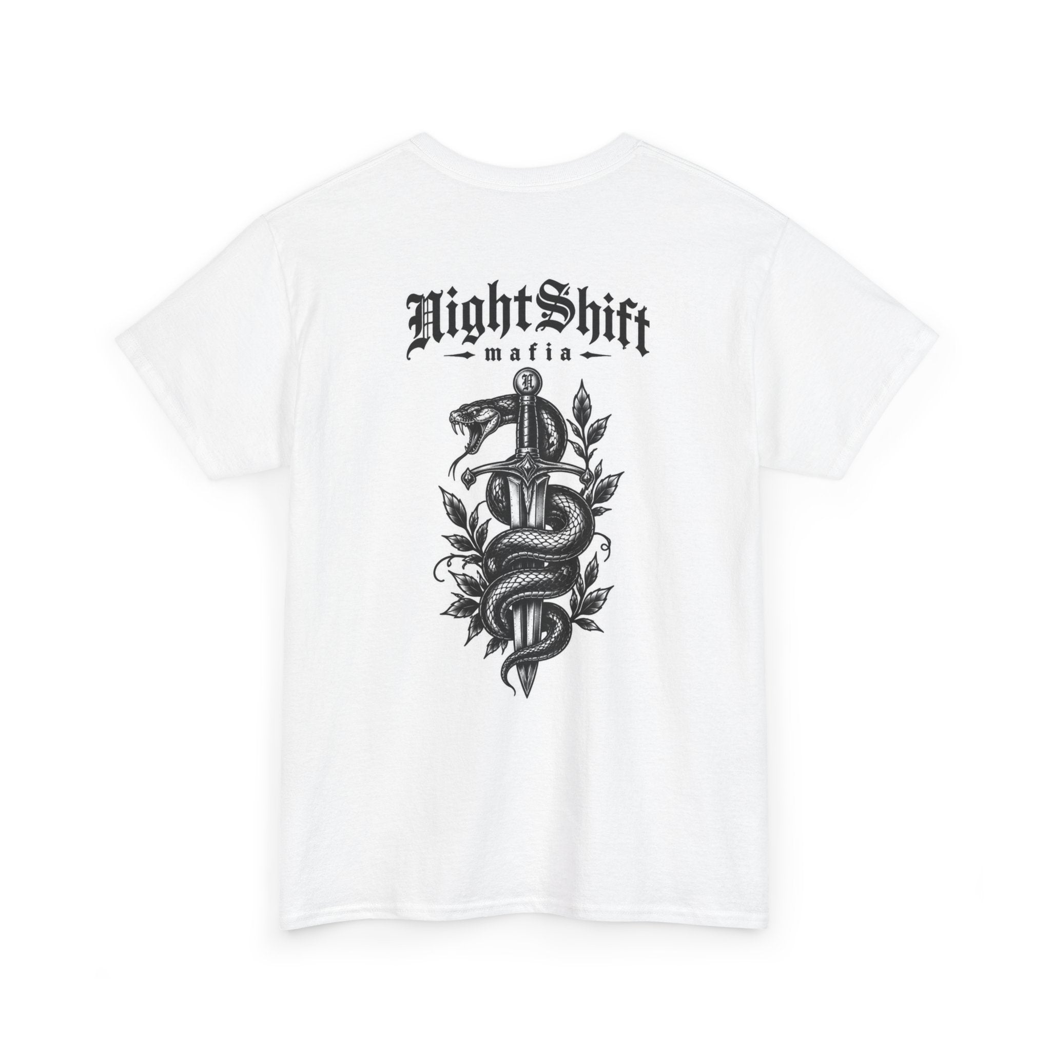 NightShift Mafia Tee — Gothic Snake Dagger Graphic Shirt