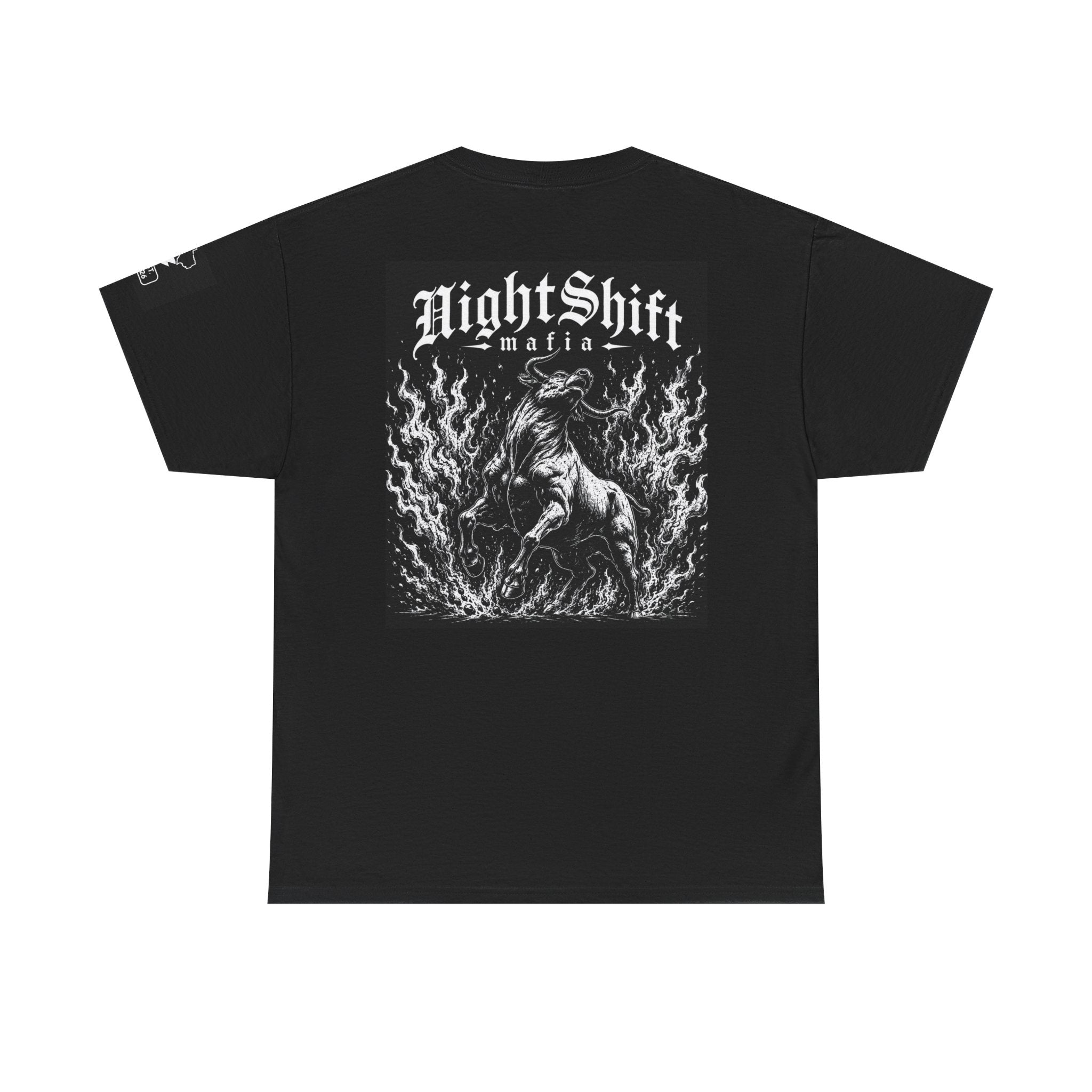 NightShift Mafia Tee — Gothic Bull Flames Graphic T-Shirt Secondary image