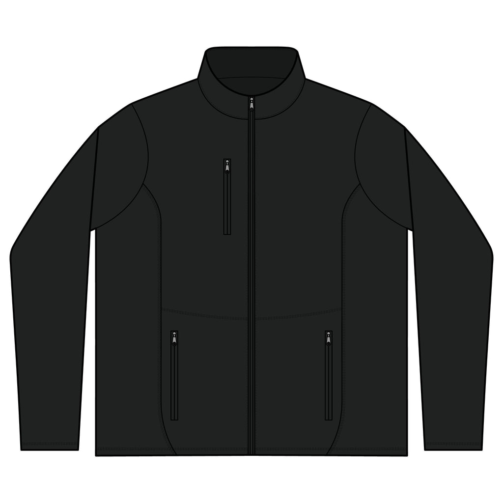 R-Tek Pro Fleece Jacket — Minimal Black Full‑Zip with Left Chest Gothic Logo