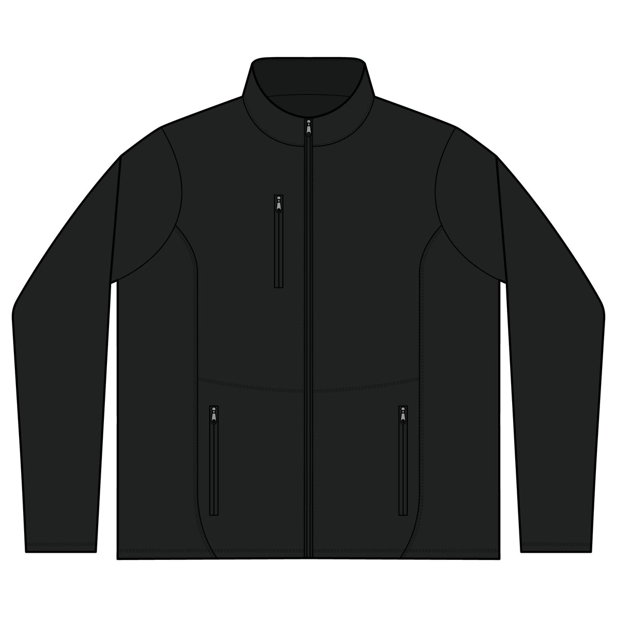 R-Tek Pro Fleece Jacket — Minimal Black Full‑Zip with Left Chest Gothic Logo