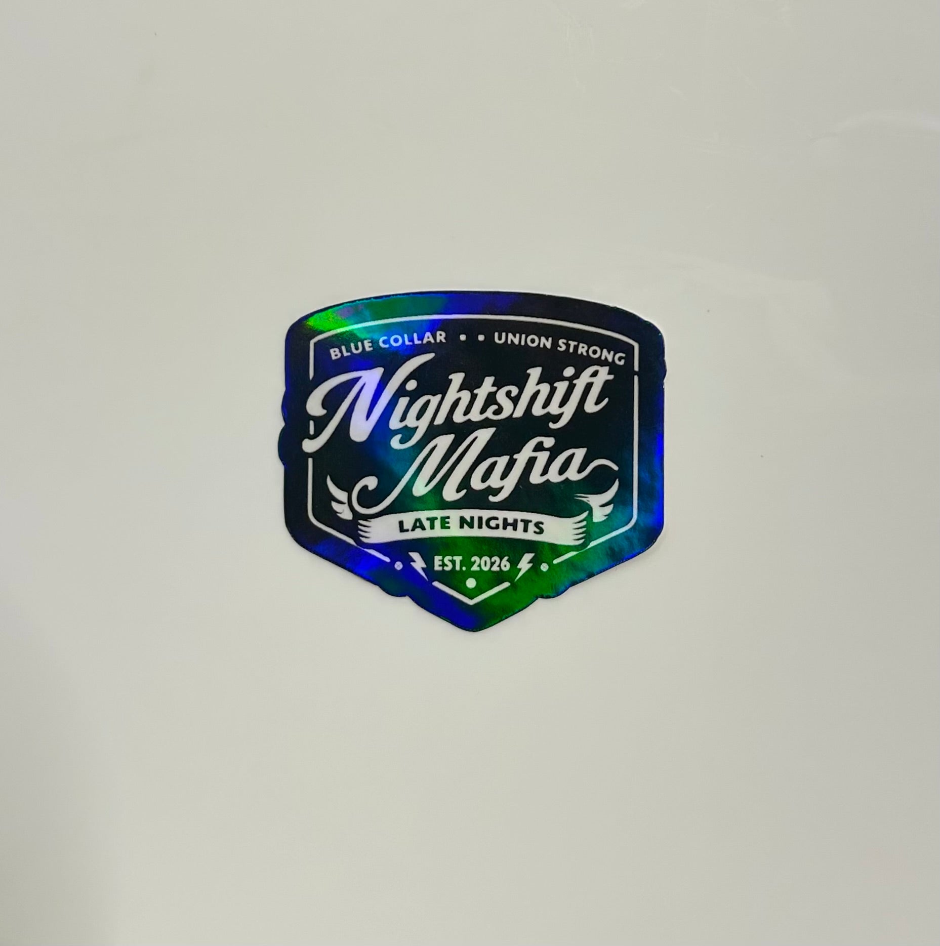 “Late Nights” Holographic Badge Sticker Main image