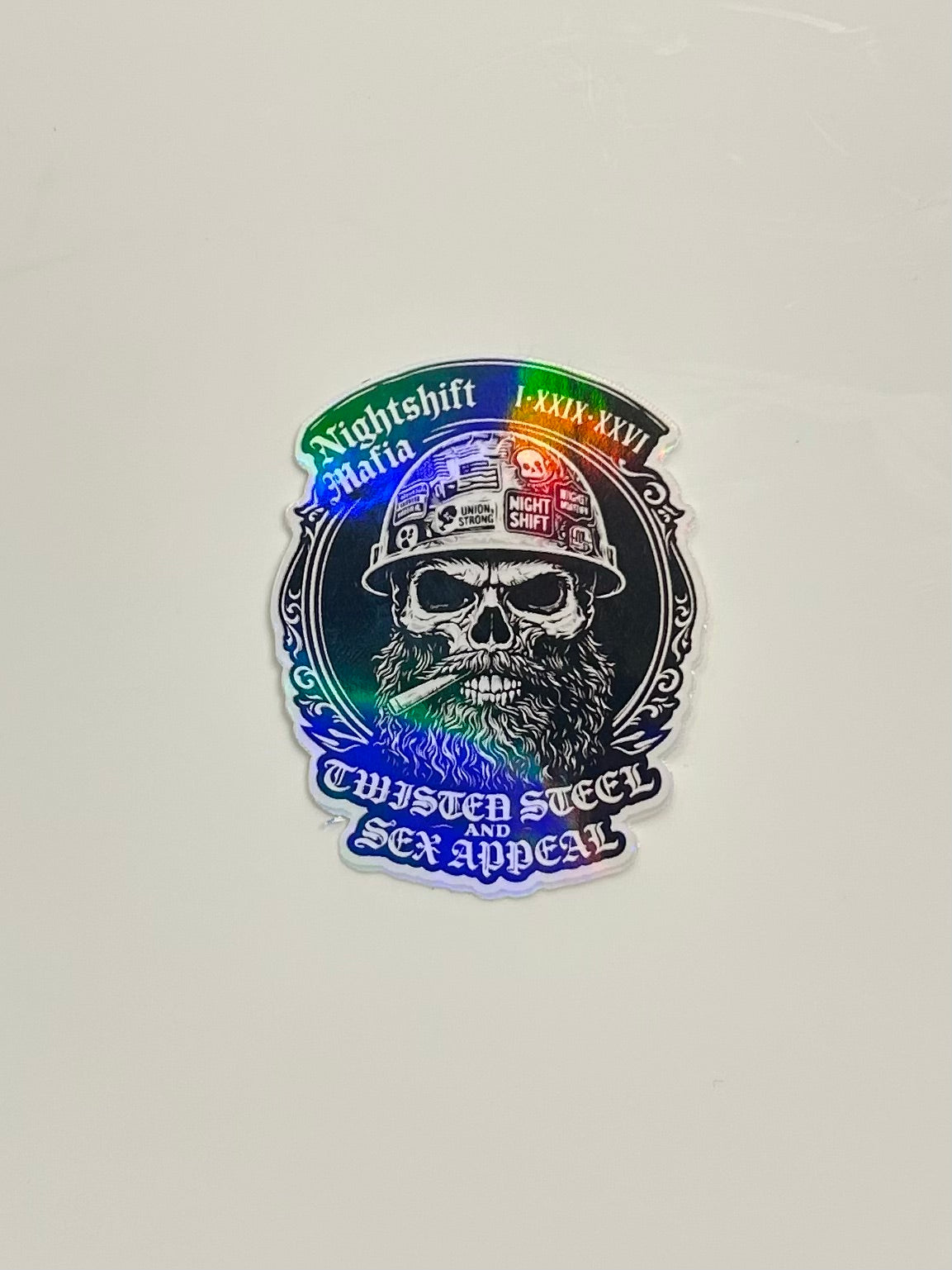 “Twisted Steel & Sex Appeal” Holographic Sticker Main image